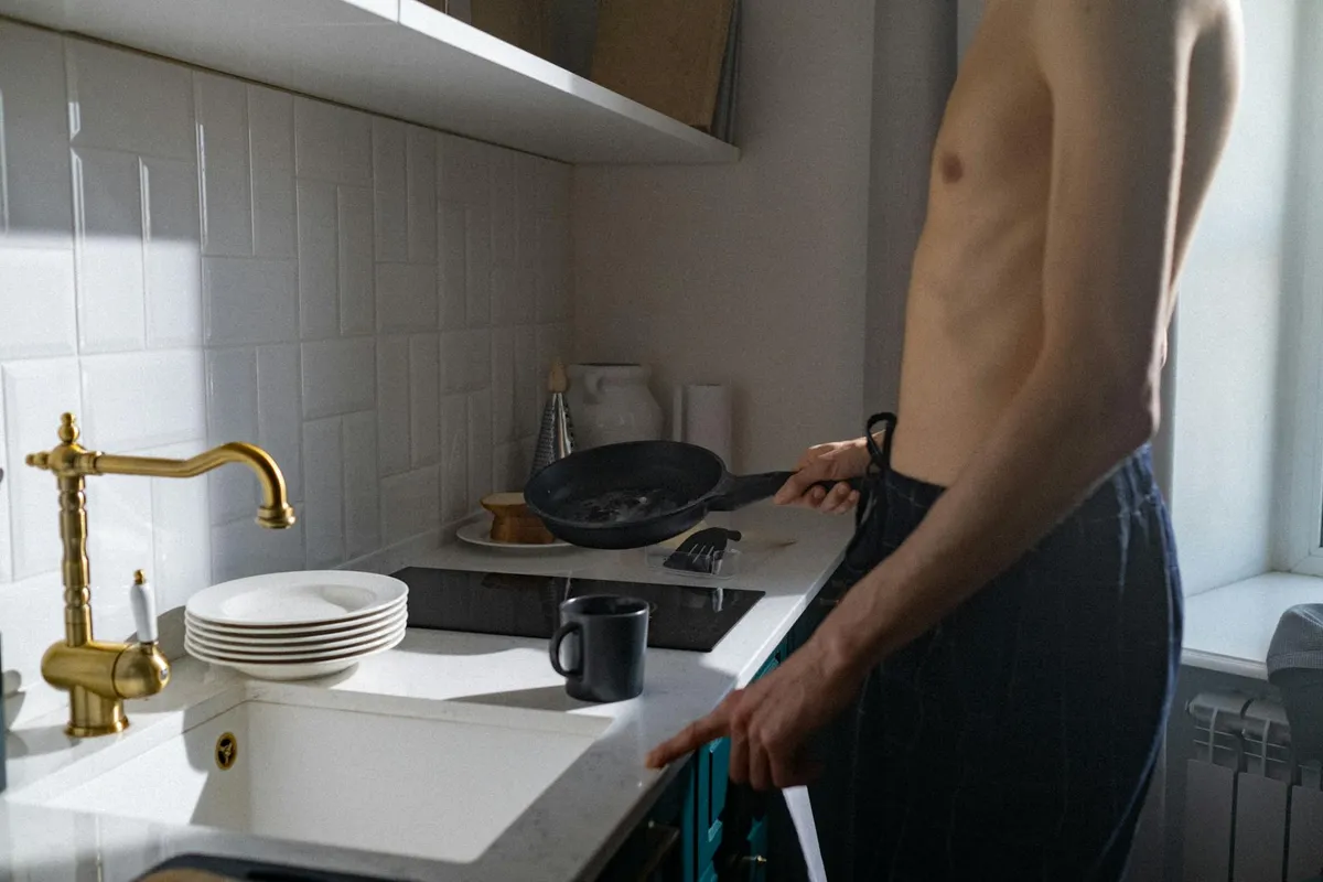Quiet morning kitchen with coffee
