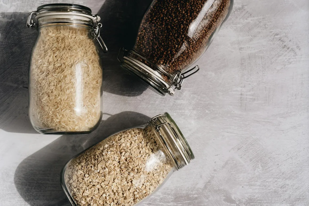 Whole grains on a kitchen table